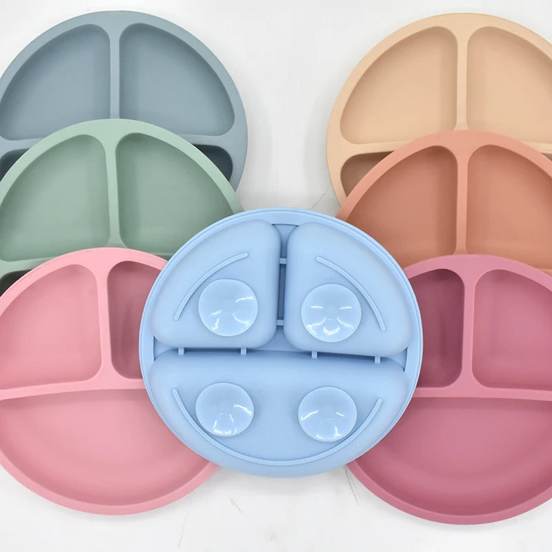 5-Piece Silicone Baby Tableware Set – Suction Plate, Bowl, Spoon & Fork Feeding Set
