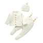 Newborn Knitted Sweater Romper Set – Warm Baby Jacket, Hat & Romper Outfit
