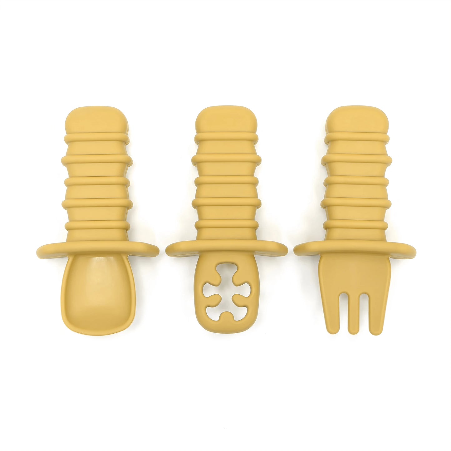 3-Piece Silicone Baby Spoon & Fork Feeding Set – Choking-Proof Self-Feeding Utensils