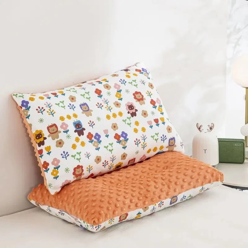 Cartoon Baby Pillow – Removable Washable Cotton Toddler Pillow with Zipper