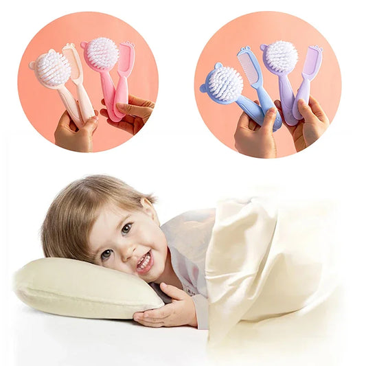 2-Piece Baby Hair Brush & Comb Set – Soft Nylon Newborn Scalp Massage Grooming Kit