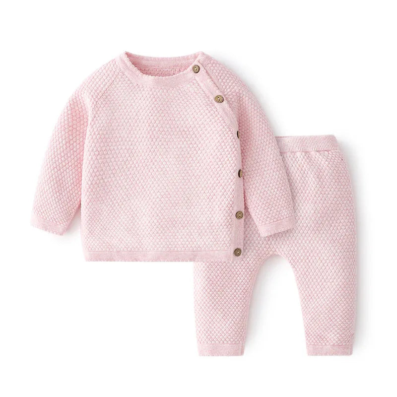 Cotton Baby Knitted Sweater Set – Newborn Top & Pants Clothing Set