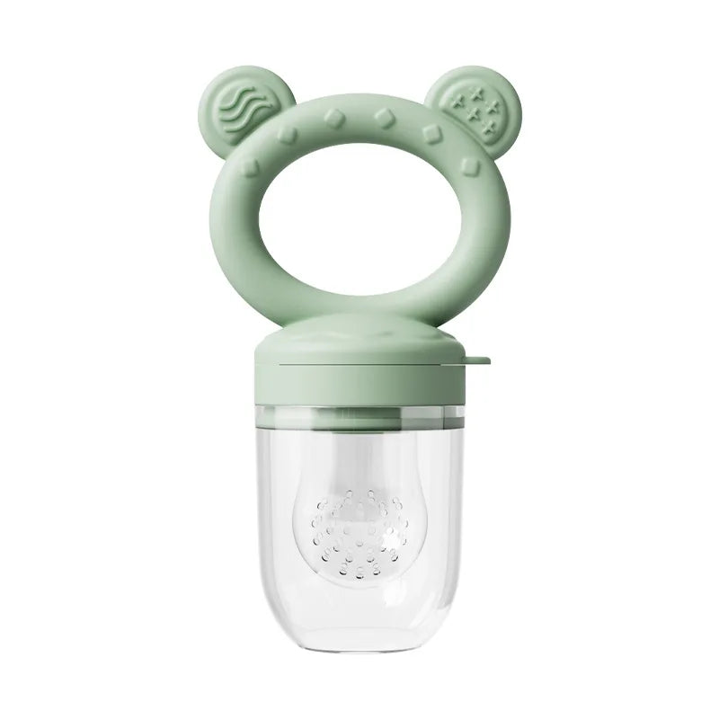 Silicone Baby Fruit Feeder & Freezer Tray Set – Self Feeding Pacifier for Fresh Food & Breastmilk Popsicles