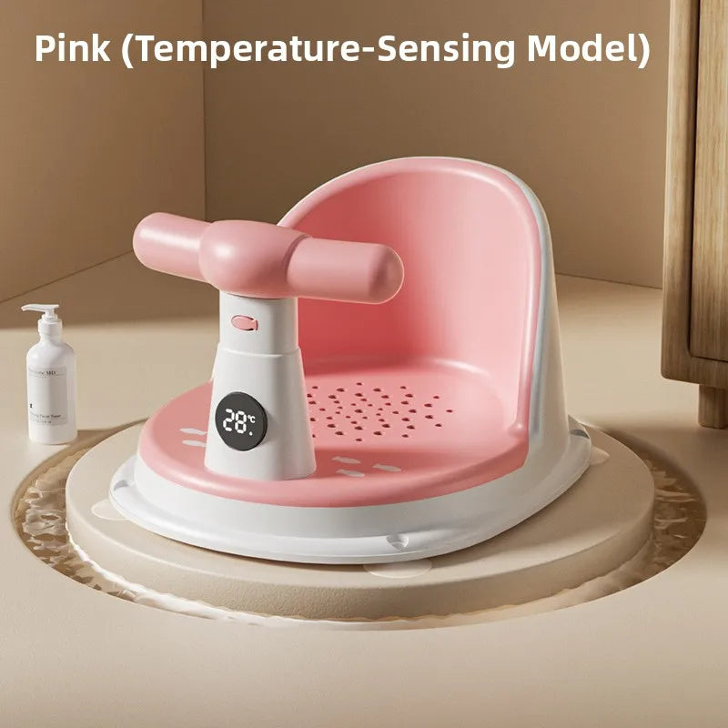 Baby Bath Support Seat – Soft Newborn Bathing Stool with Temperature-Sensitive Design
