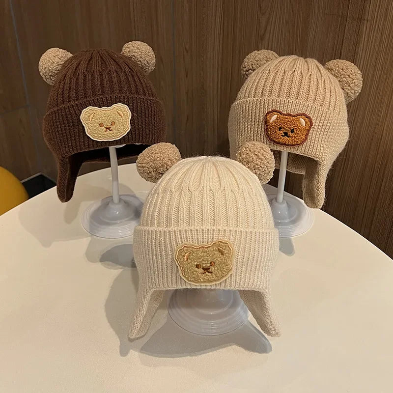 Baby Bear Ear Winter Hat – Thick Warm Knitted Beanie for Babies & Toddlers