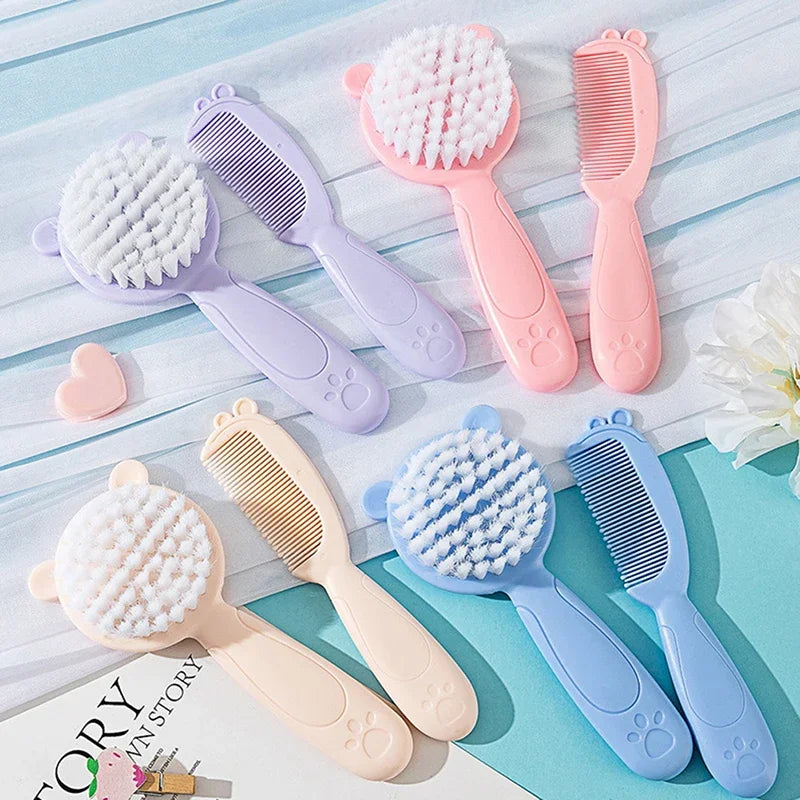 2-Piece Baby Hair Brush & Comb Set – Soft Nylon Newborn Scalp Massage Grooming Kit