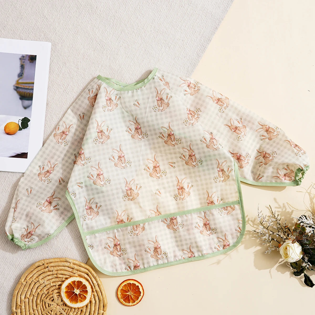 Elinfant Waterproof Long Sleeve Baby Bib – Easy Clean Feeding Smock for Toddlers