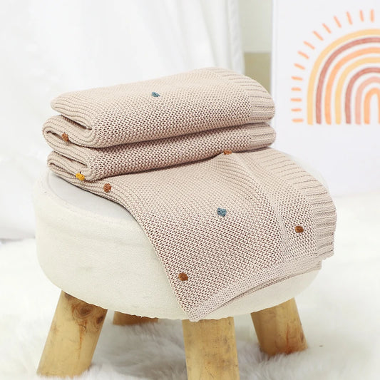 Ultra-Soft Cotton Baby Blanket – Knitted Muslin Swaddle Wrap for Newborns