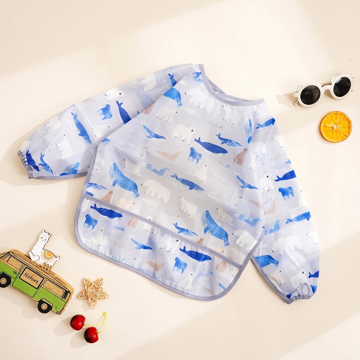 Elinfant Waterproof Long Sleeve Baby Bib – Easy Clean Feeding Smock for Toddlers