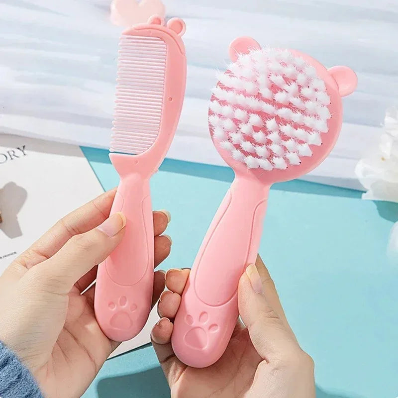 2-Piece Baby Hair Brush & Comb Set – Soft Nylon Newborn Scalp Massage Grooming Kit