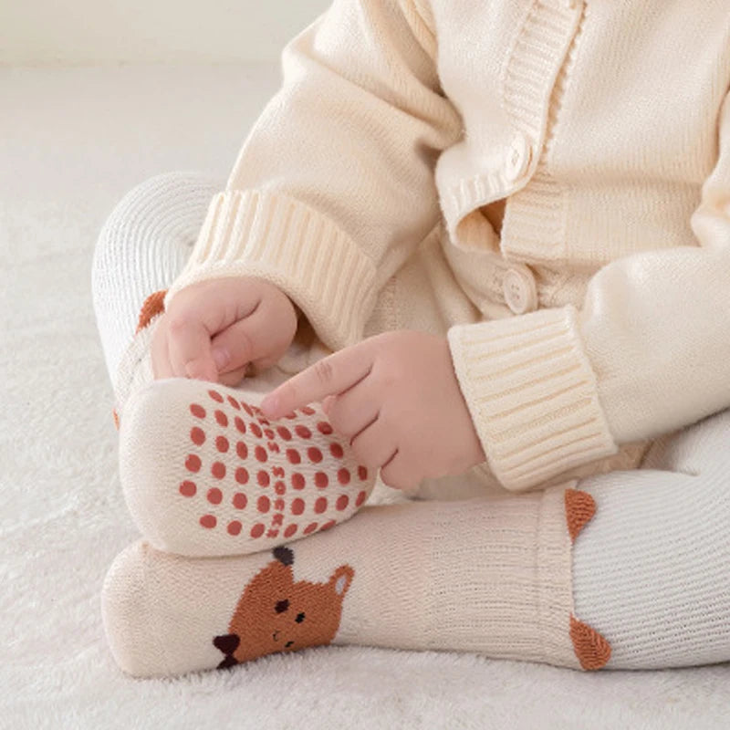 6-Pack Baby Non-Slip Animal Socks – Thick Soft Learning Socks for Toddlers