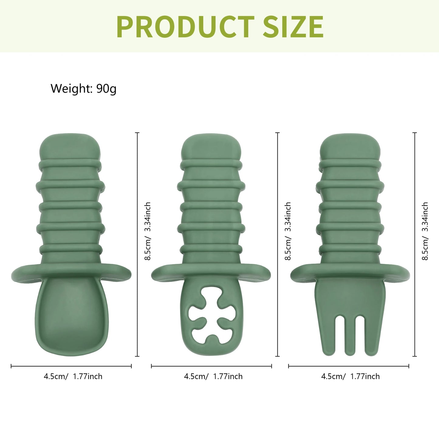 3-Piece Silicone Baby Spoon & Fork Feeding Set – Choking-Proof Self-Feeding Utensils