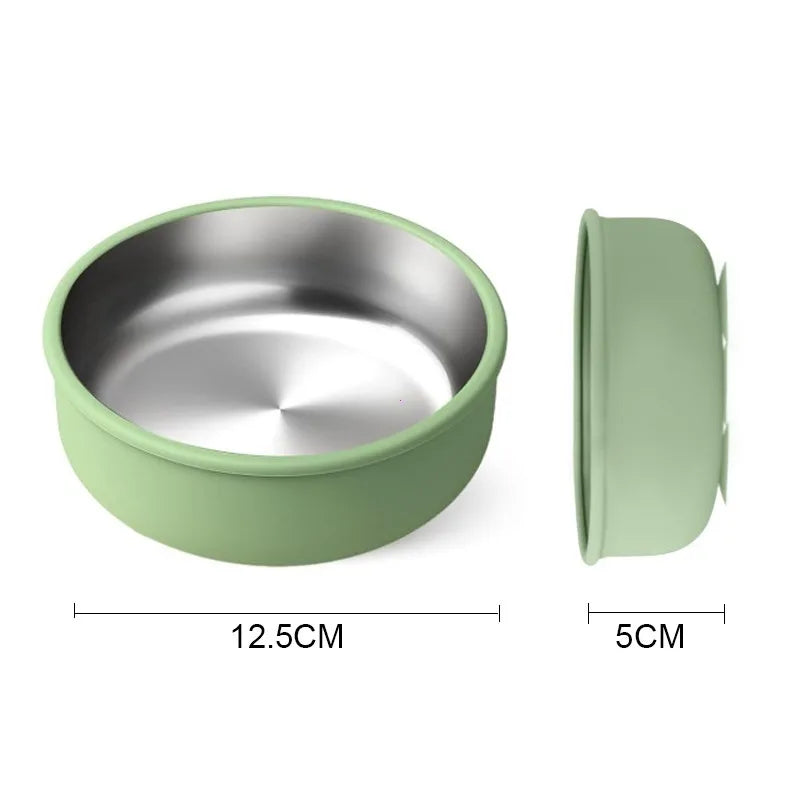 Silicone Suction Baby Bowl with Detachable Stainless Steel Bowl – Infant Feeding Tableware