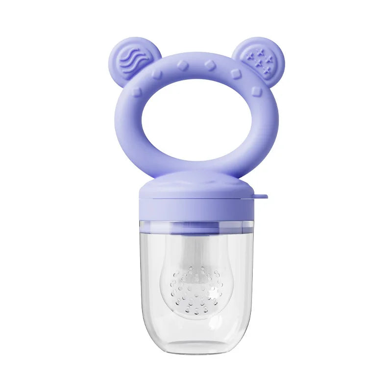 Silicone Baby Fruit Feeder & Freezer Tray Set – Self Feeding Pacifier for Fresh Food & Breastmilk Popsicles