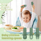 3-Piece Silicone Baby Spoon & Fork Feeding Set – Choking-Proof Self-Feeding Utensils