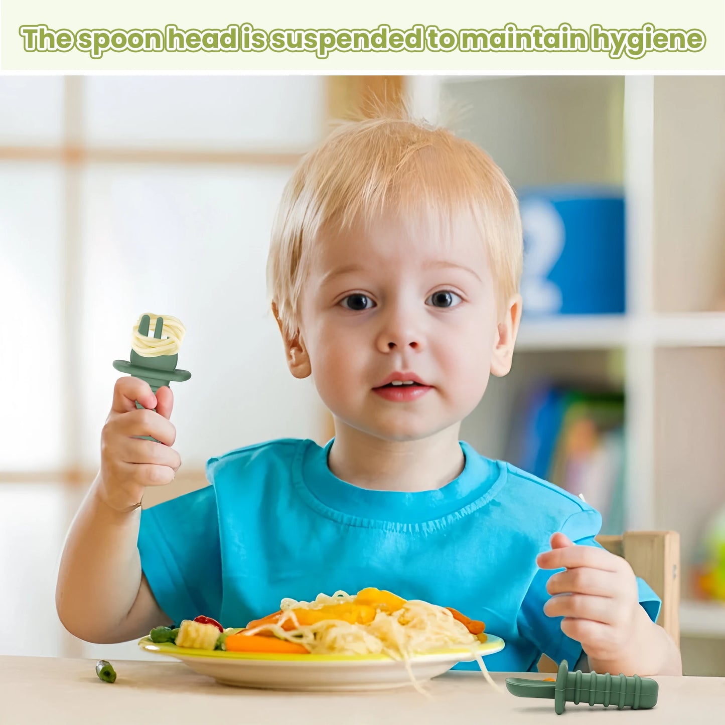 3-Piece Silicone Baby Spoon & Fork Feeding Set – Choking-Proof Self-Feeding Utensils