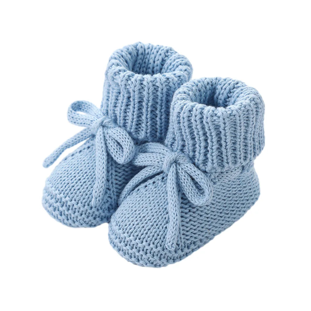 Adorable Baby Bow Knit Sock Shoes – Soft Cotton Crawling Shoes for 0–12 Months
