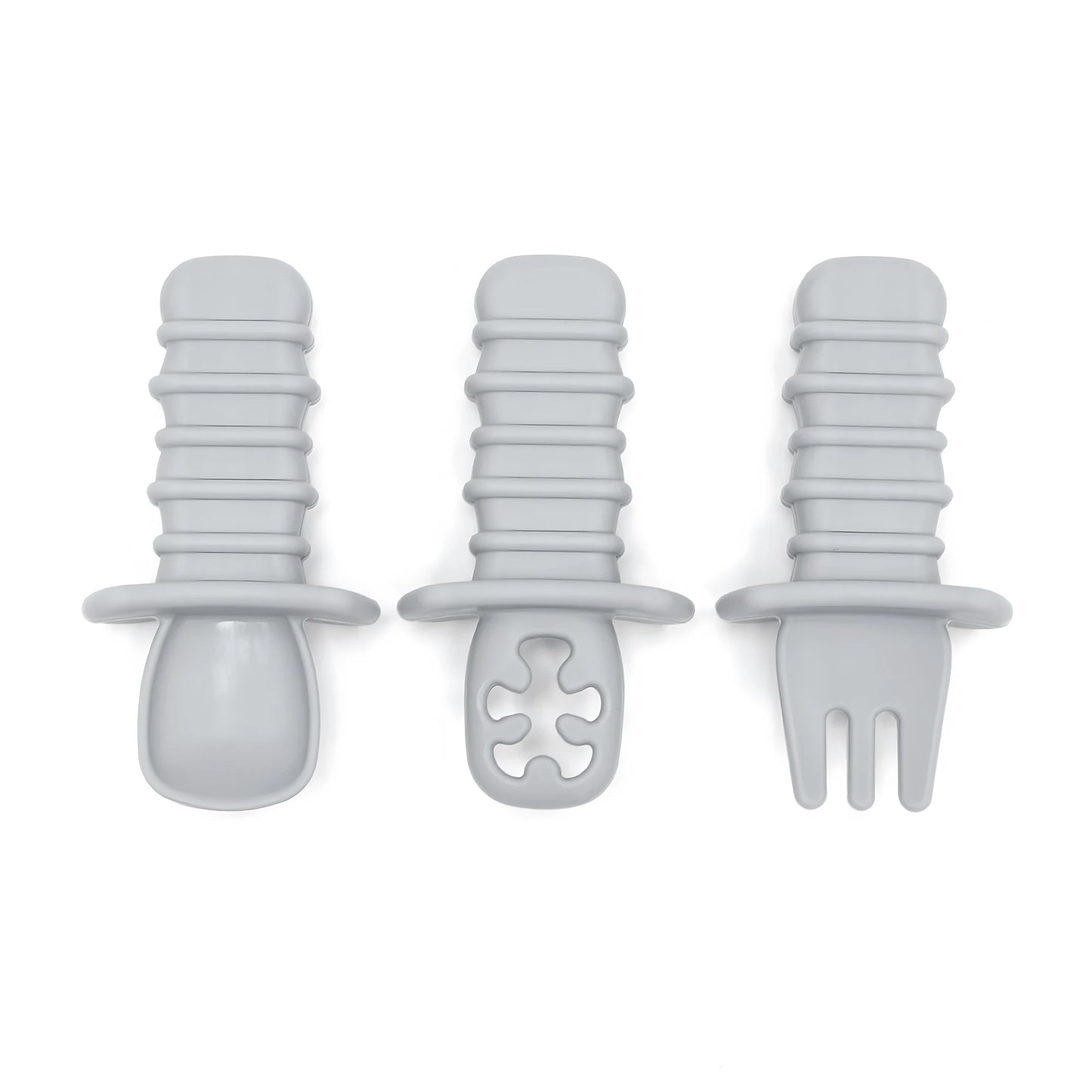 3-Piece Silicone Baby Spoon & Fork Feeding Set – Choking-Proof Self-Feeding Utensils