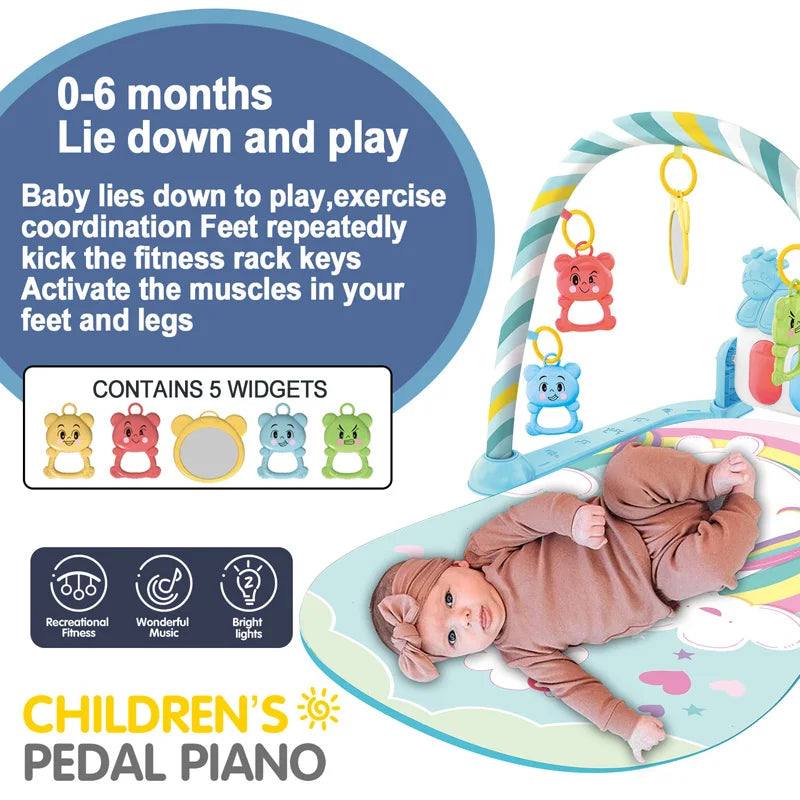 Baby Kick & Play Piano Gym Mat – Musical Activity Play Gym for Newborns & Toddlers