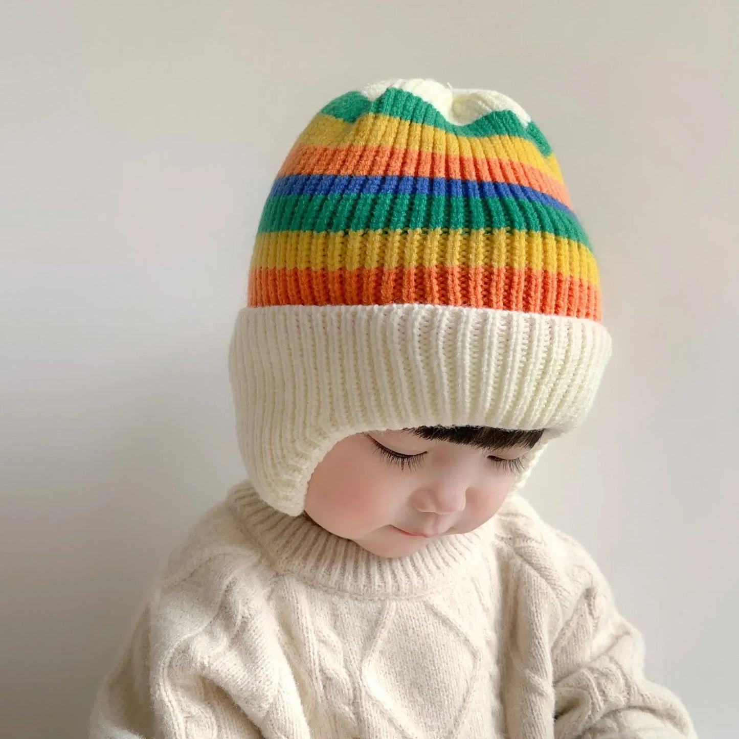 Baby Bear Ear Winter Hat – Thick Warm Knitted Beanie for Babies & Toddlers