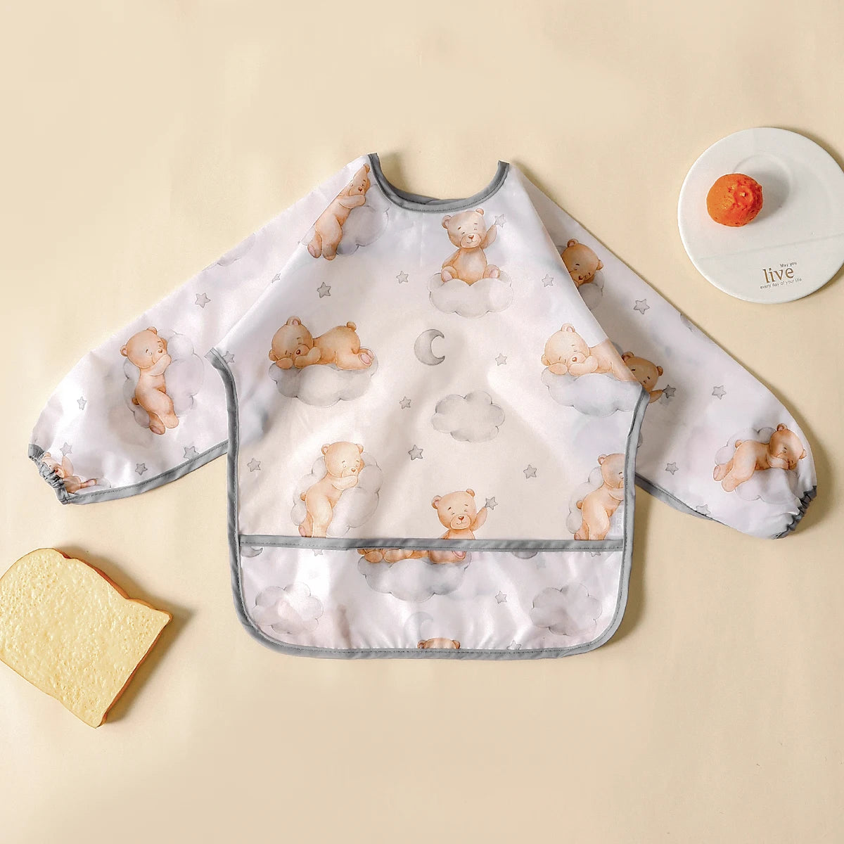 Elinfant Waterproof Long Sleeve Baby Bib – Easy Clean Feeding Smock for Toddlers