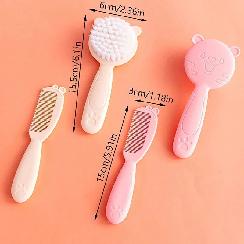 2-Piece Baby Hair Brush & Comb Set – Soft Nylon Newborn Scalp Massage Grooming Kit