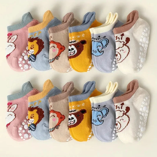 6-Pack Baby Anti-Slip Cartoon Socks – Breathable Floor Socks for Toddlers