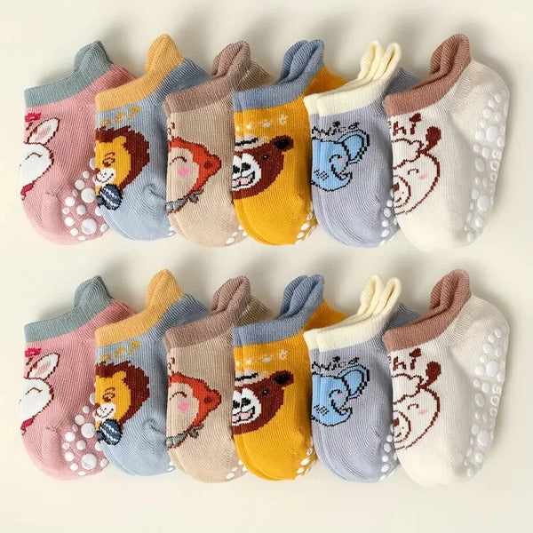 6-Pack Baby Anti-Slip Cartoon Socks – Breathable Floor Socks for Toddlers