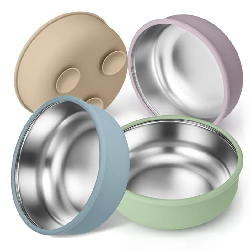 Silicone Suction Baby Bowl with Detachable Stainless Steel Bowl – Infant Feeding Tableware