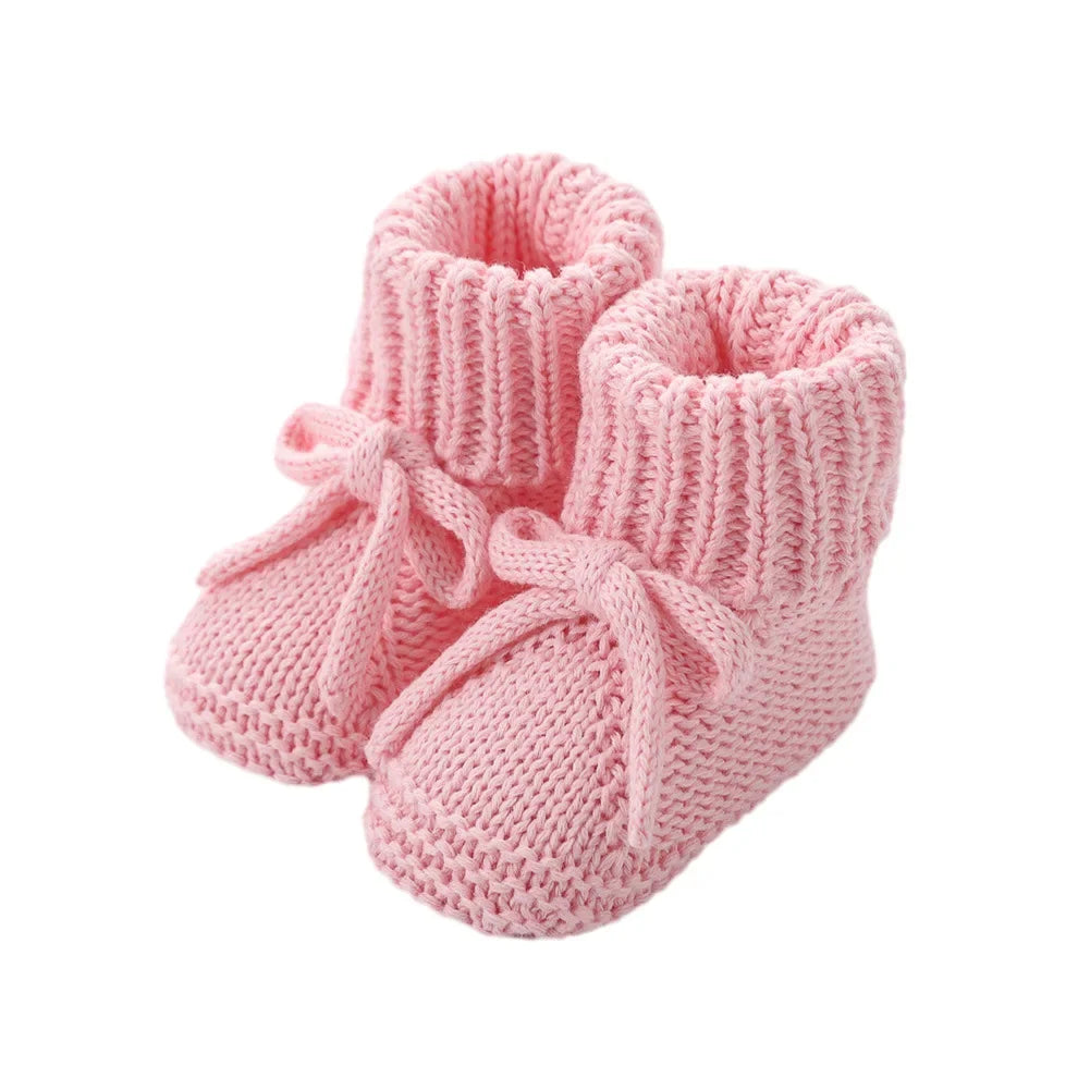 Adorable Baby Bow Knit Sock Shoes – Soft Cotton Crawling Shoes for 0–12 Months