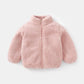 Kids Plush Winter Jacket – Warm Solid Color Zip-Up Coat for Toddlers