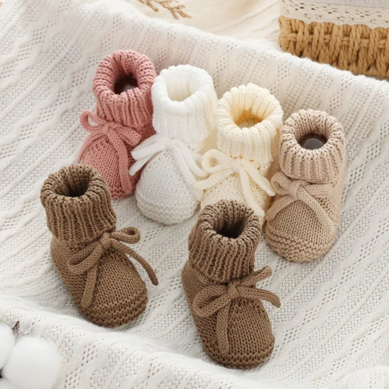 Adorable Baby Bow Knit Sock Shoes – Soft Cotton Crawling Shoes for 0–12 Months