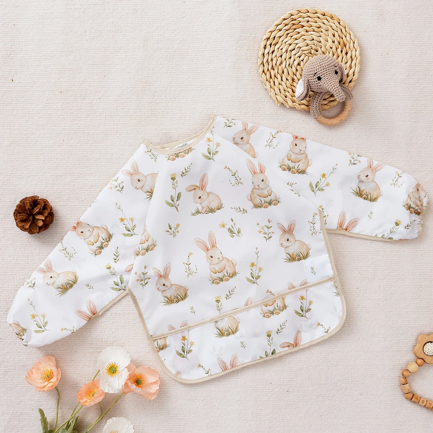Elinfant Waterproof Long Sleeve Baby Bib – Easy Clean Feeding Smock for Toddlers