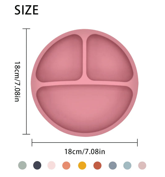 5-Piece Silicone Baby Tableware Set – Suction Plate, Bowl, Spoon & Fork Feeding Set