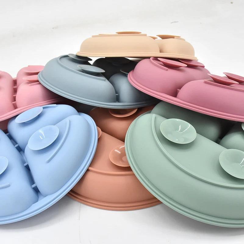 5-Piece Silicone Baby Tableware Set – Suction Plate, Bowl, Spoon & Fork Feeding Set