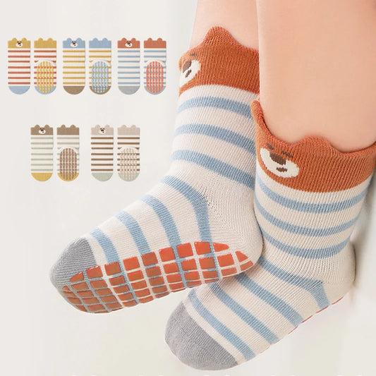 3/5-Pack Toddler Non-Slip Floor Socks – Soft Cartoon Cotton Indoor Socks for Kids