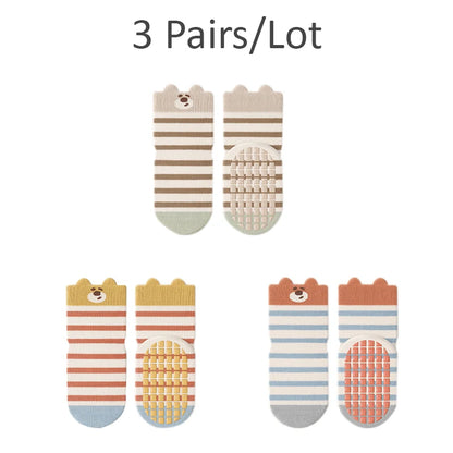 3/5-Pack Toddler Non-Slip Floor Socks – Soft Cartoon Cotton Indoor Socks for Kids