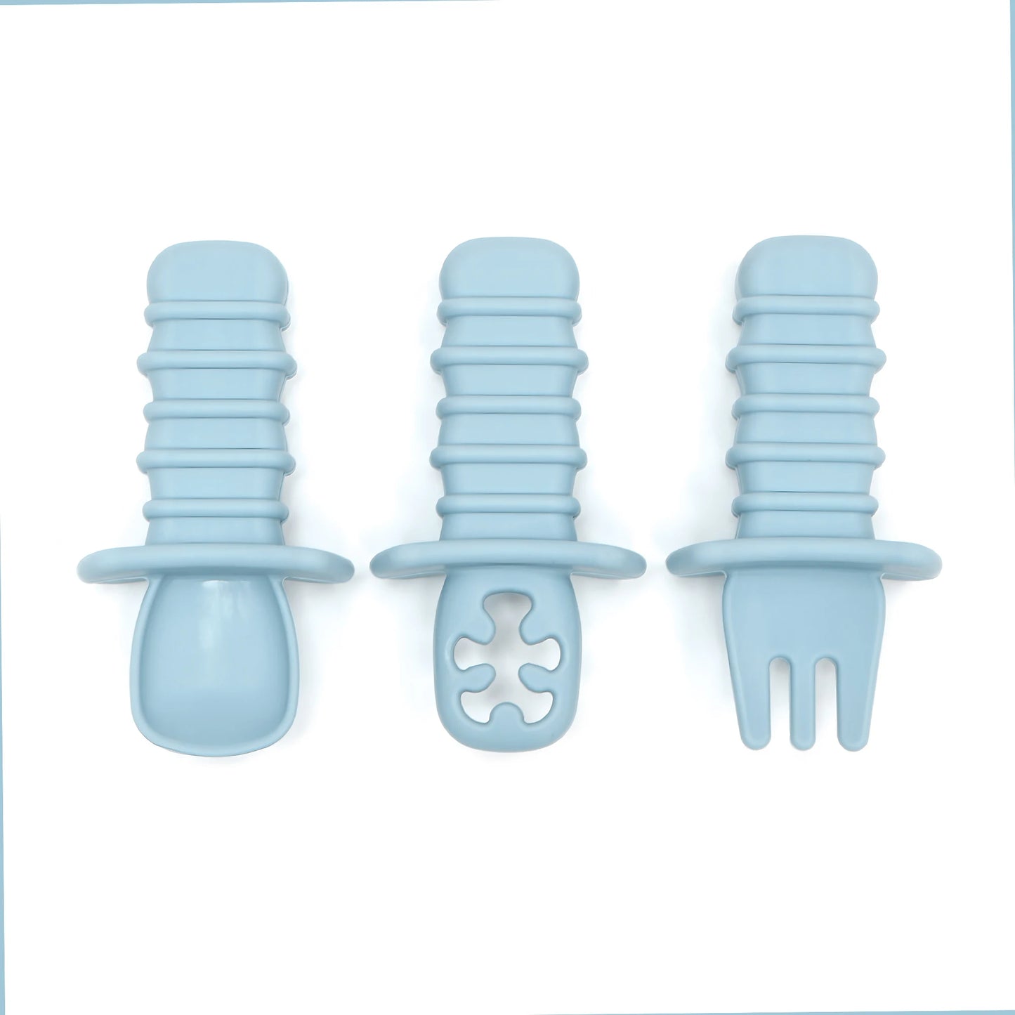 3-Piece Silicone Baby Spoon & Fork Feeding Set – Choking-Proof Self-Feeding Utensils