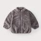 Kids Plush Winter Jacket – Warm Solid Color Zip-Up Coat for Toddlers