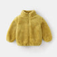 Kids Plush Winter Jacket – Warm Solid Color Zip-Up Coat for Toddlers