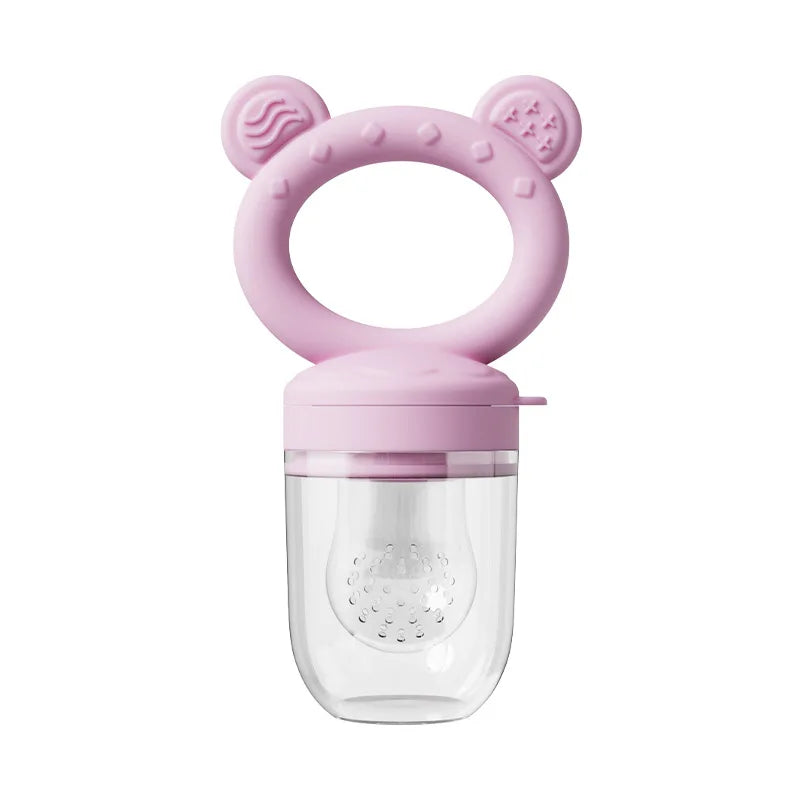 Silicone Baby Fruit Feeder & Freezer Tray Set – Self Feeding Pacifier for Fresh Food & Breastmilk Popsicles