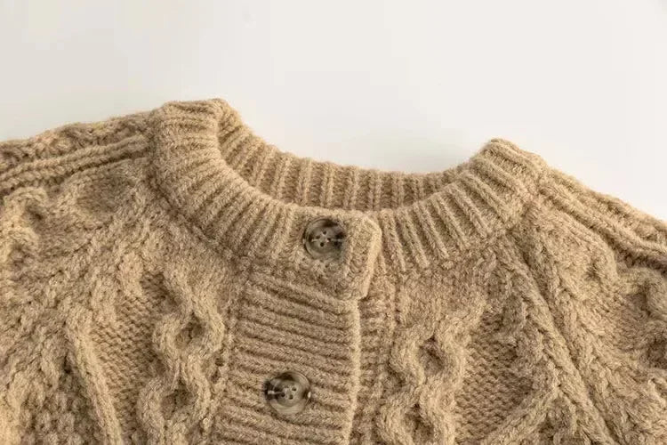 Kids Thick Knit Cardigan – Warm Long Sleeve Button Sweater Jacket for Boys & Girls