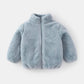 Kids Plush Winter Jacket – Warm Solid Color Zip-Up Coat for Toddlers