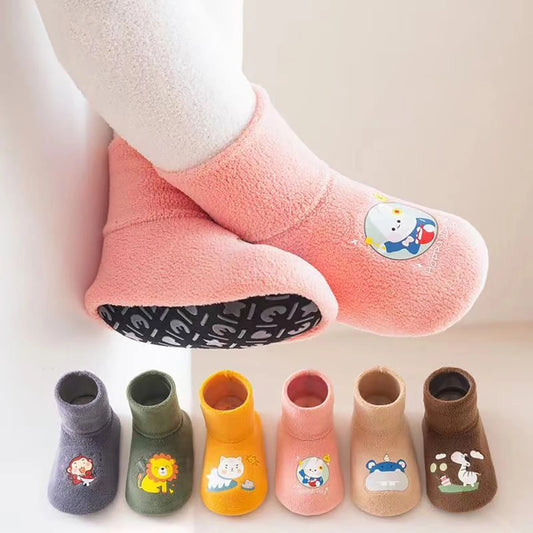 Baby Anti-Slip Plush Walking Shoes – Warm Fleece Indoor Sock Boots for Toddlers