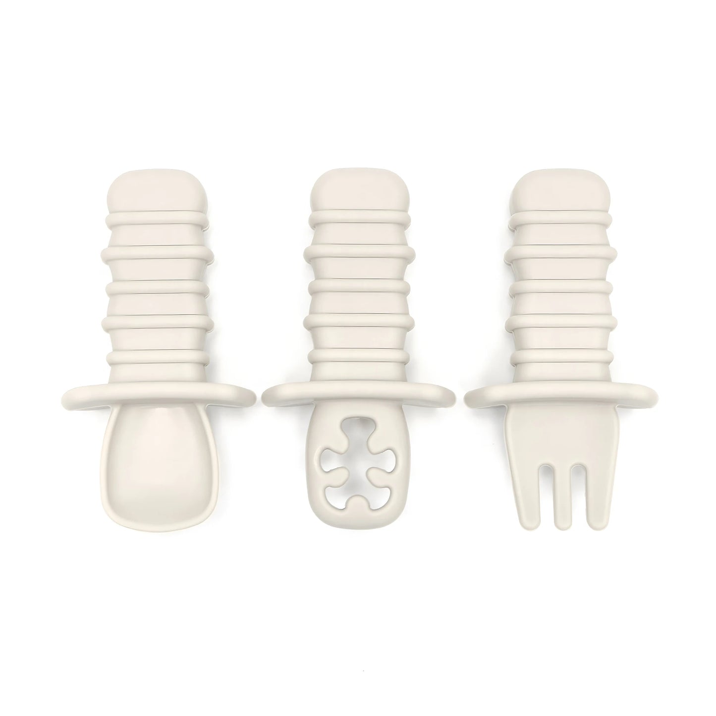 3-Piece Silicone Baby Spoon & Fork Feeding Set – Choking-Proof Self-Feeding Utensils