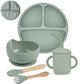 5-Piece Silicone Baby Tableware Set – Suction Plate, Bowl, Spoon & Fork Feeding Set